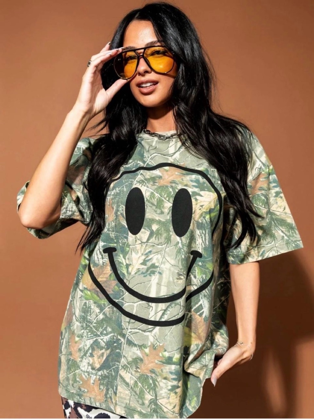 Dressed in LALA The World Needs Your Magic Grunge Camo Tee in Black - S/M